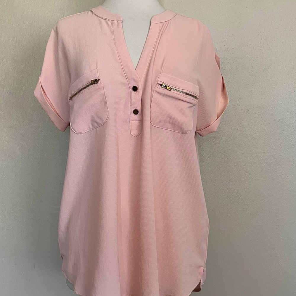 Women's Peach V-Neck Top